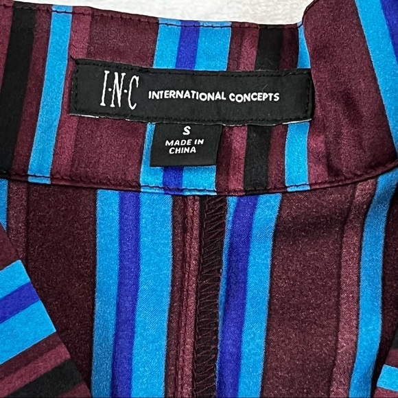 INC International Women’s Small Striped Wrap Front Blouse - Picture 9 of 9